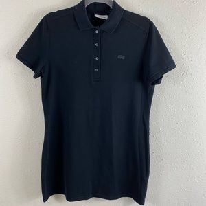 Lacoste Black “Slim Fit” 1/4 Button Up Short Sleeve Polo Shirt Men’s Sz 44 (XL)